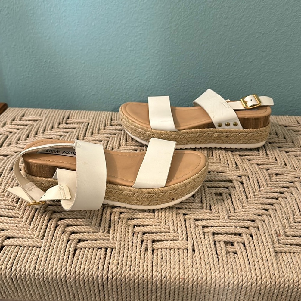Steve Madden white platform sandals